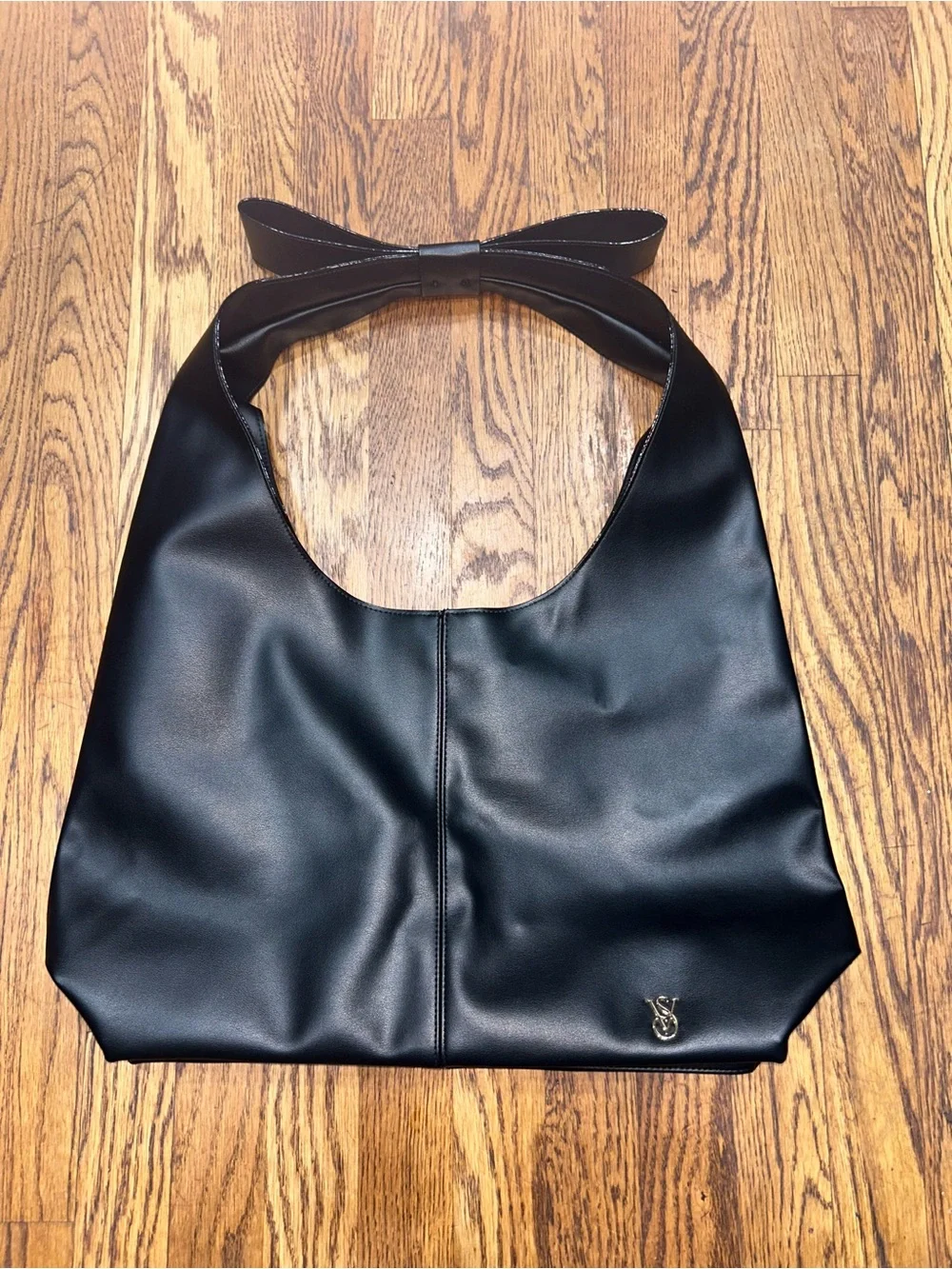 Victoria’s Secret Black Hobo Tote Shoulder Bag Faux Leather Large